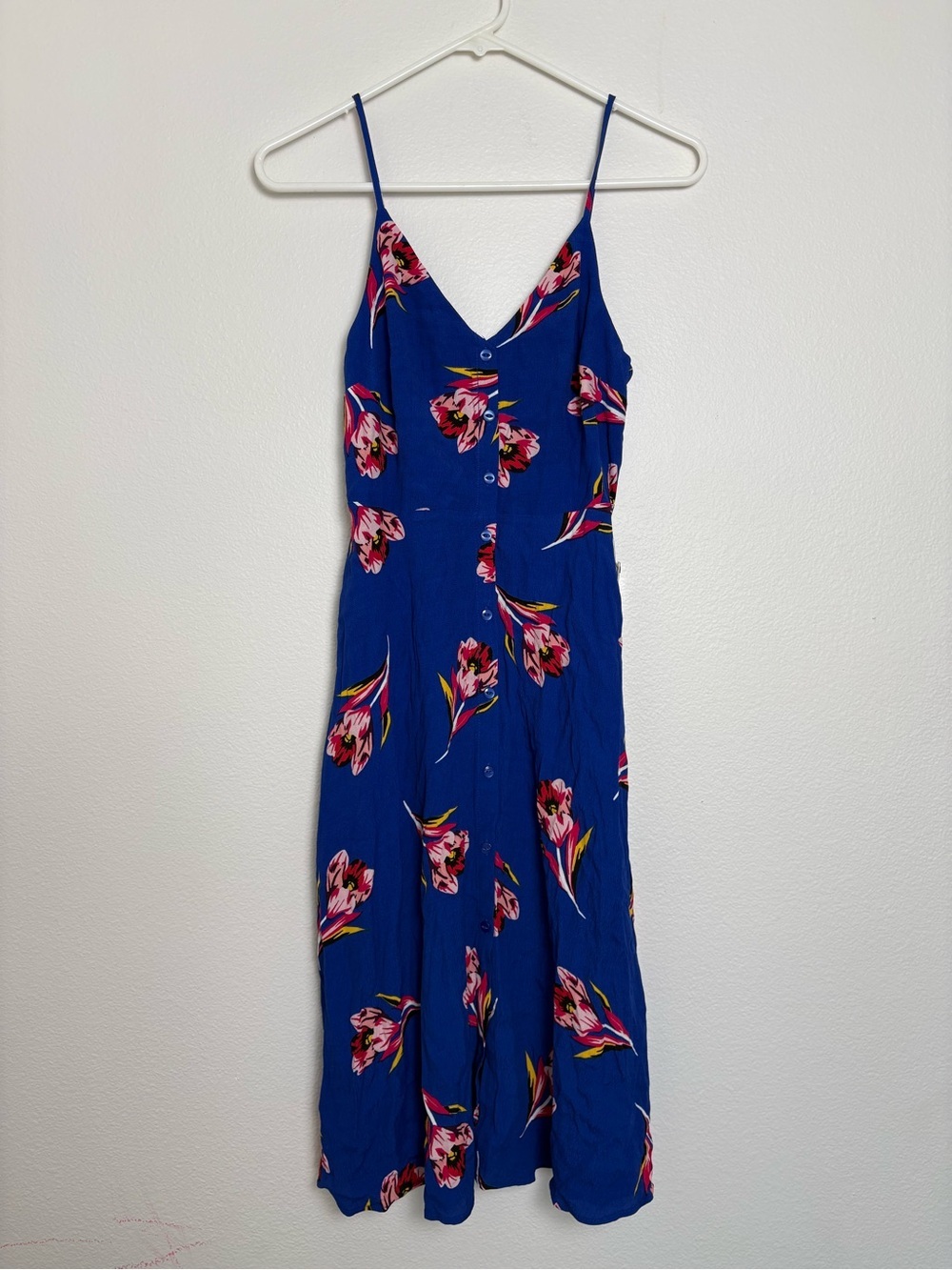 Express Royal Blue Floral Sun Dress Size XS